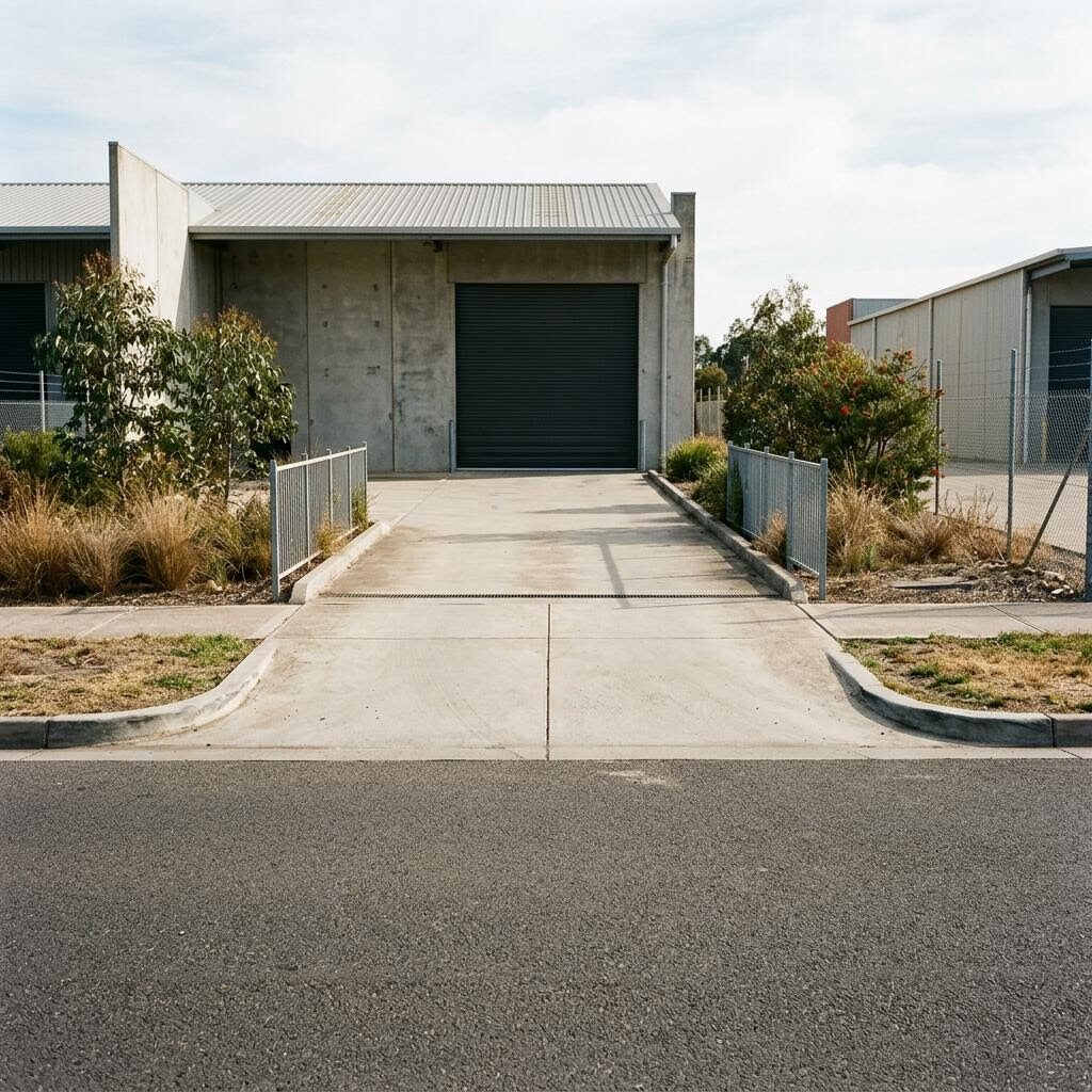 Illustration of an Australian commercial concrete crossover connecting a driveway to the road